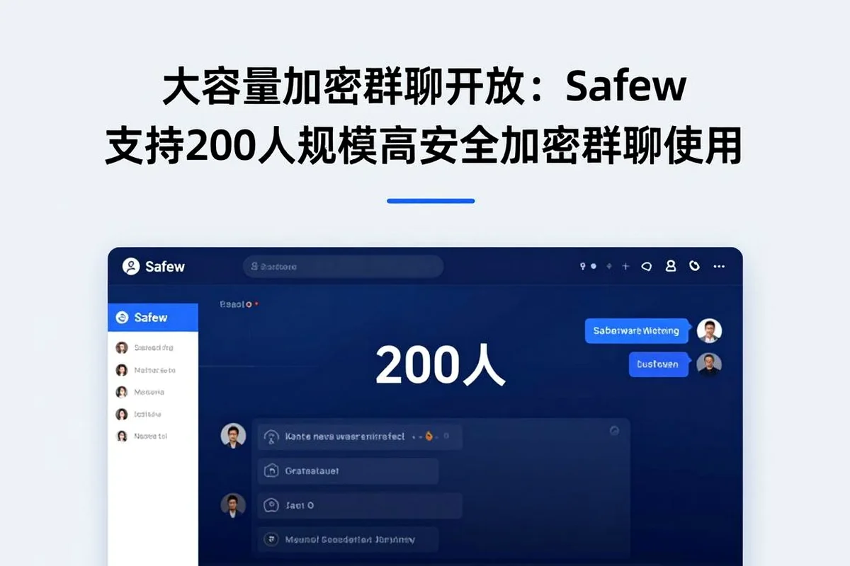 支持大群加密:Safew200人高安全群聊功能正式开放