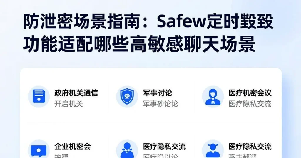 防泄密技巧:Safew定时销毁功能适合哪些敏感聊天场景